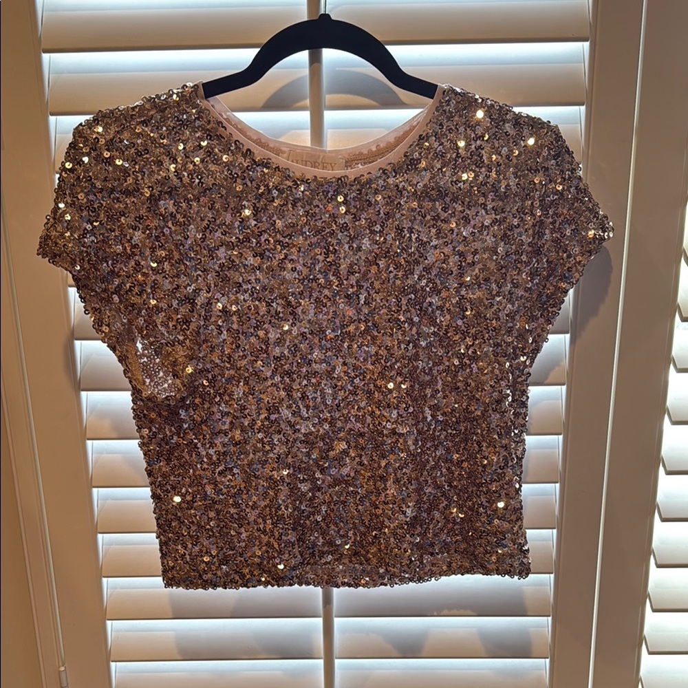 Sequin Embellished Gold Crop Top